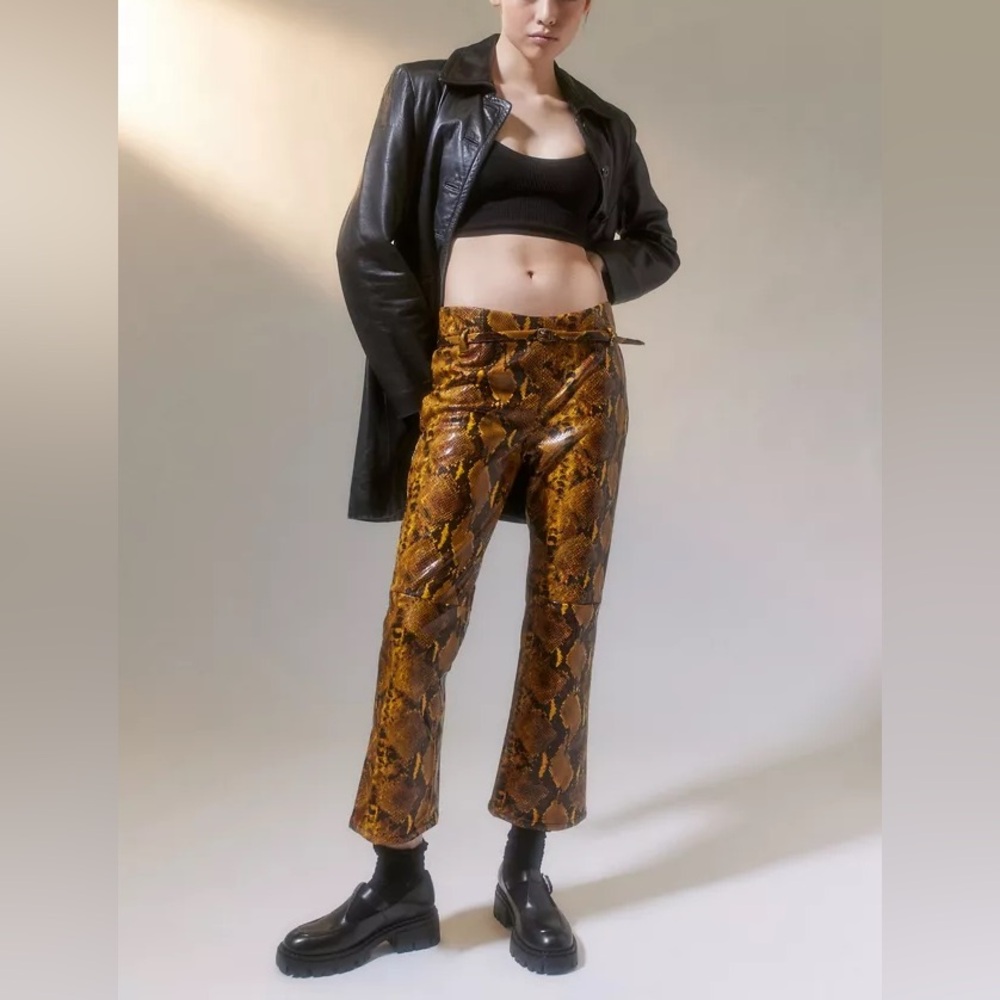 UO Leah Faux Leather Snake Print Pant